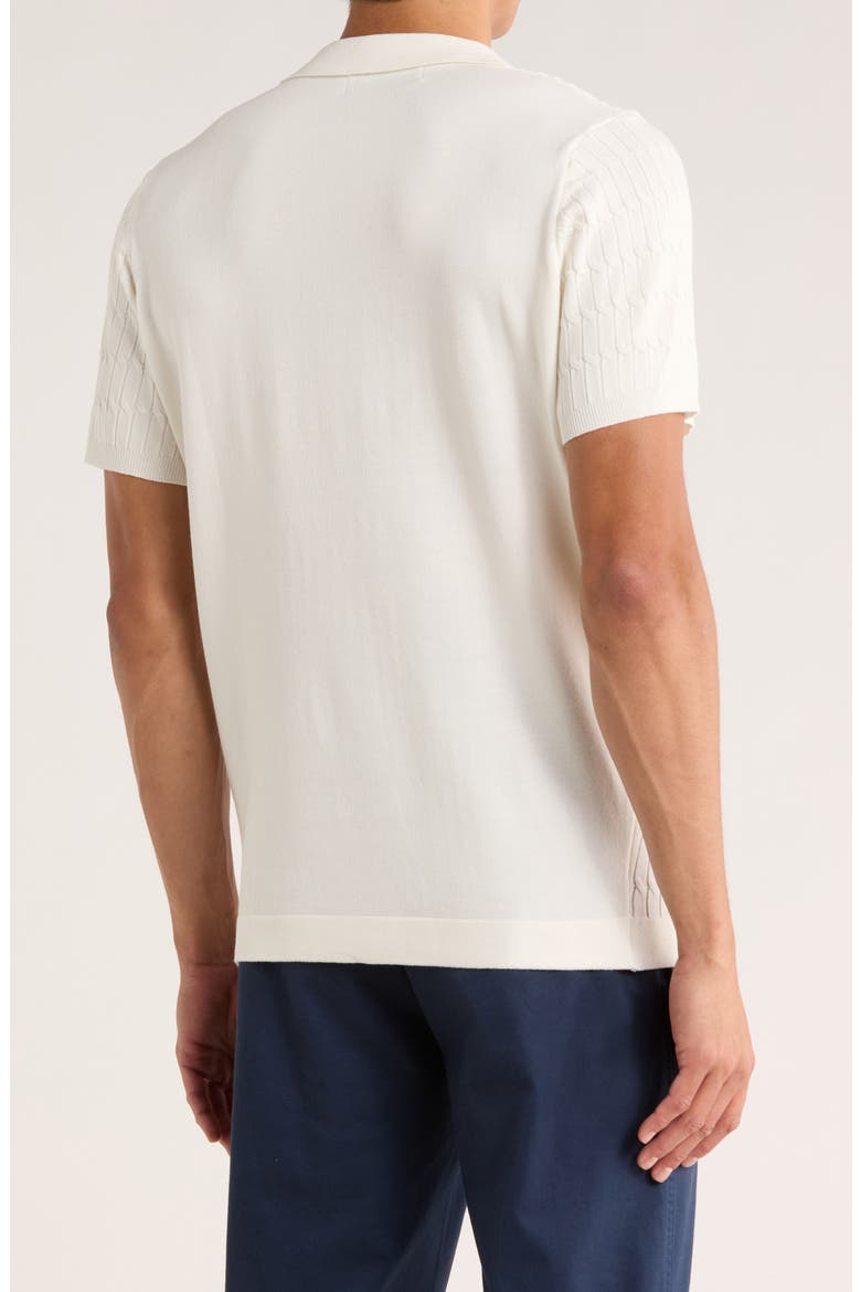 Cable Knit Short Sleeve Half Zip Sweater, Alternate, color, CREAM