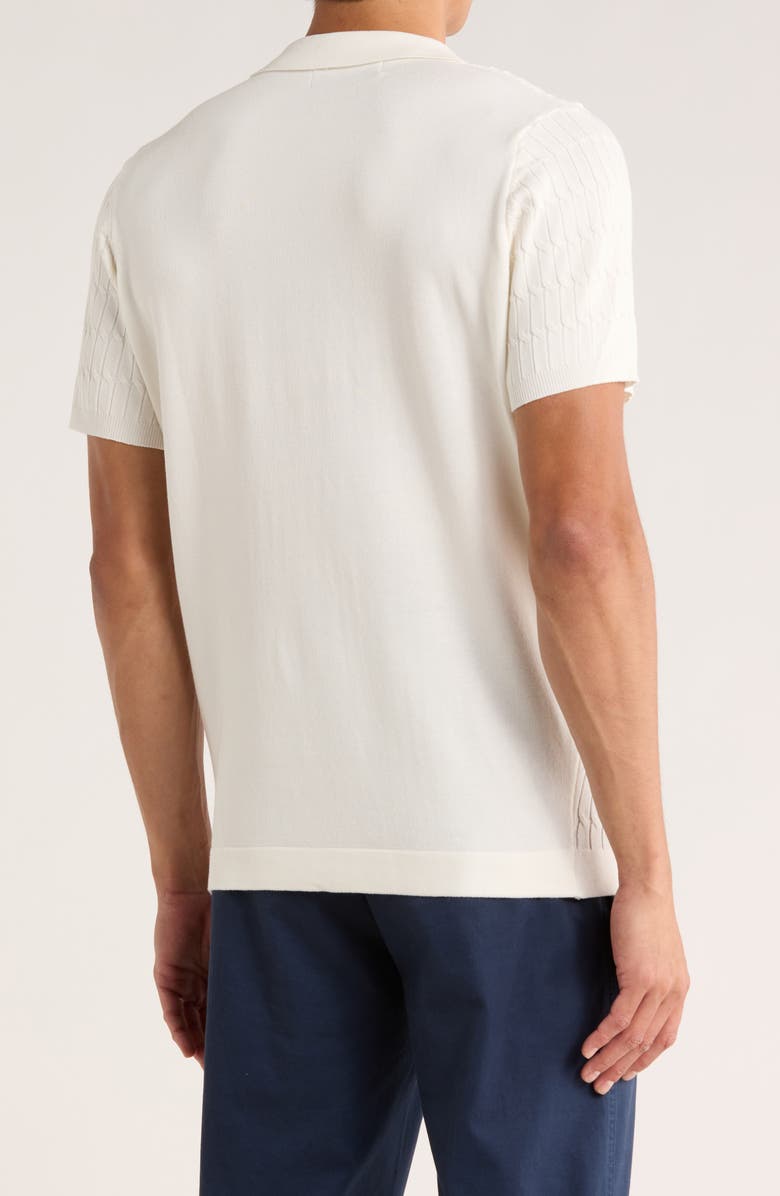 T.R. PREMIUM Cable Knit Short Sleeve Half Zip Sweater, Alternate, color, Cream