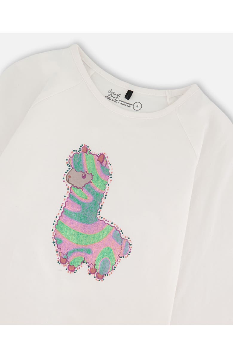 Deux par Deux Organic Cotton T-Shirt with Llama, Alternate, color, Off-White