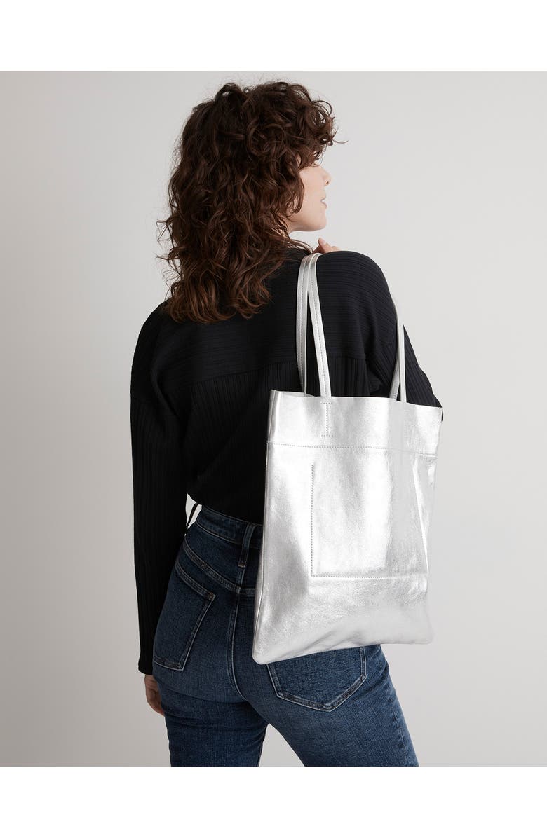 Madewell The Magazine Metallic Leather Tote Bag, Alternate, color,