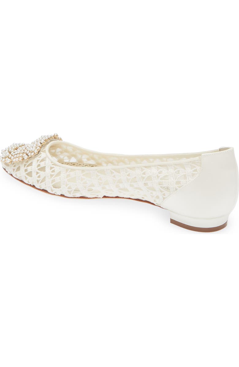 Manolo Blahnik Hangisi Imitation Pearl Buckle Embroidered Flat, Alternate, color,