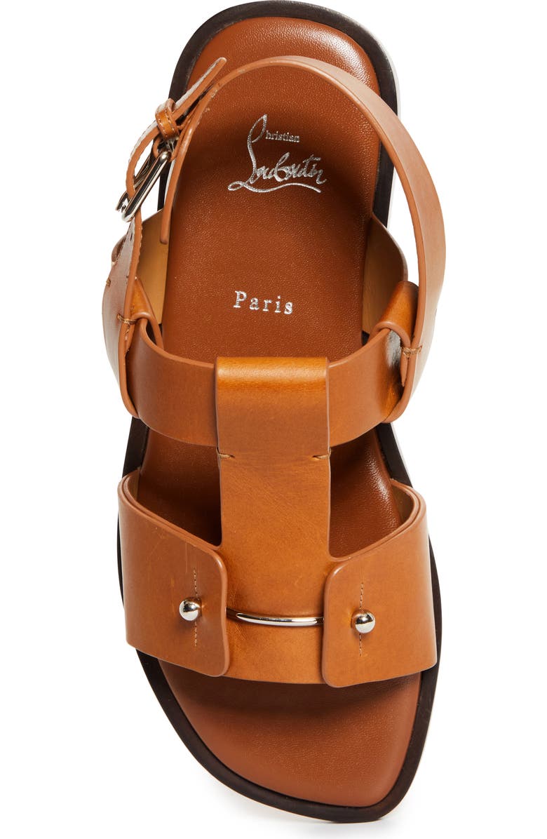Christian Louboutin CHAMBELISS SANDAL FLAT CALF LI, Alternate, color, Cuoio