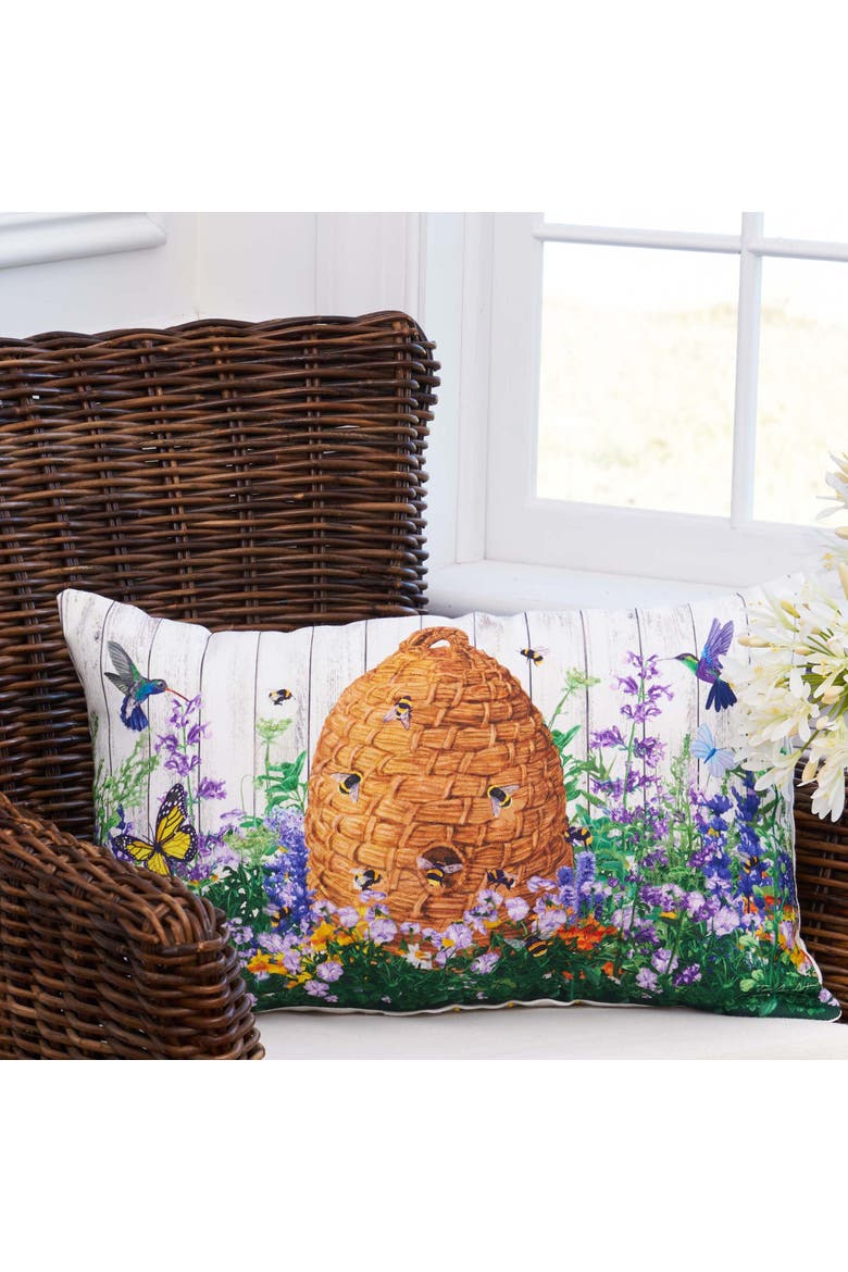 Bee Hive Paradise Indoor/Outdoor Accent Throw Pillow 14" x 22", Alternate, color, Brown