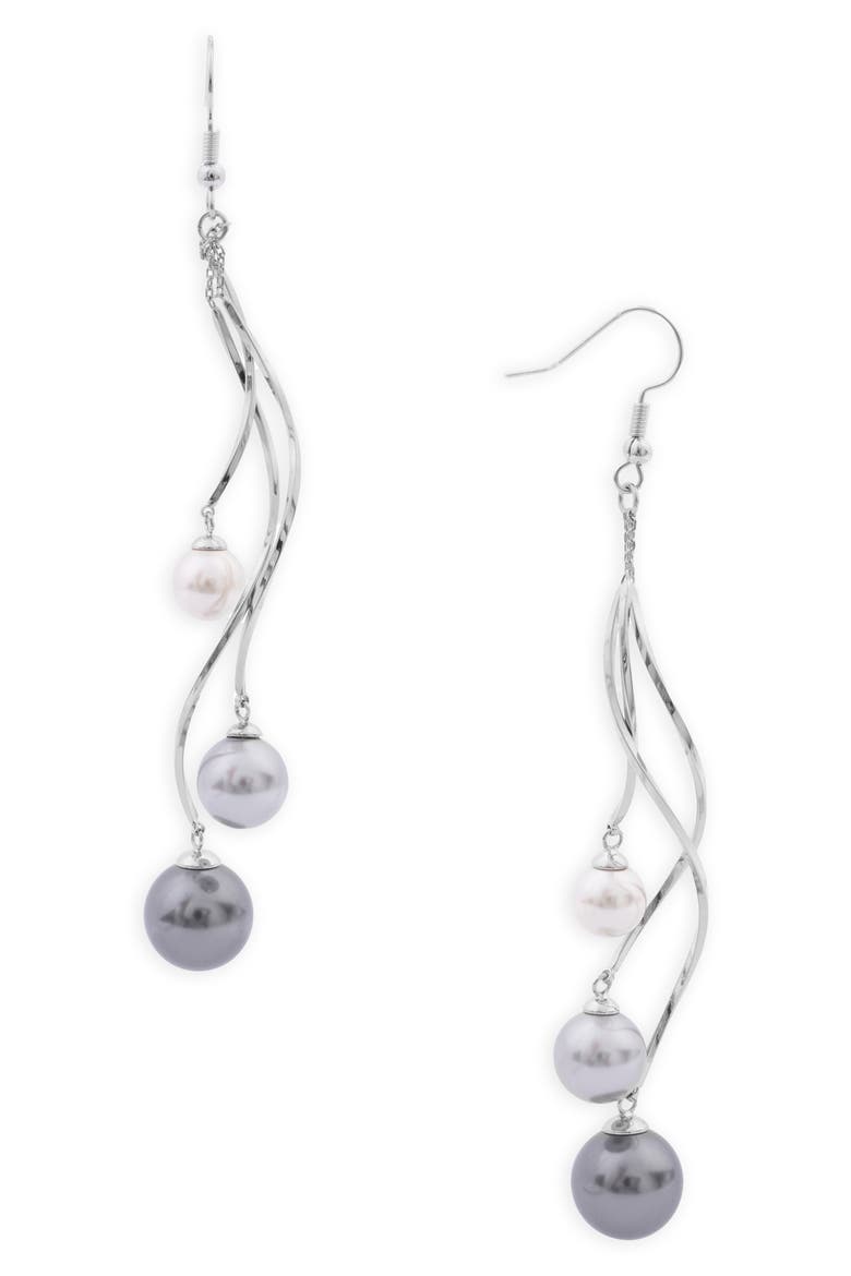 Pearl Twist Dangle Earrings, Alternate, color, SILVER