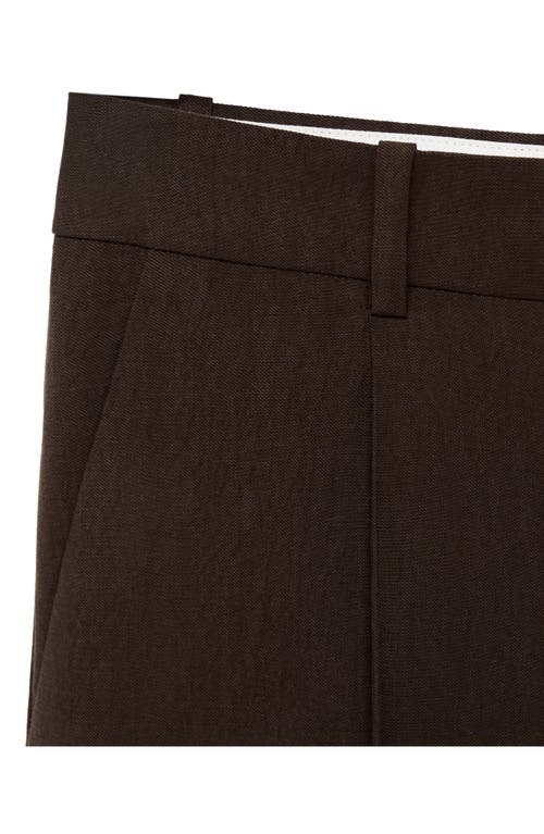 Mango Pleated Straight Leg Lyocell Blend Suit Pants In Brown