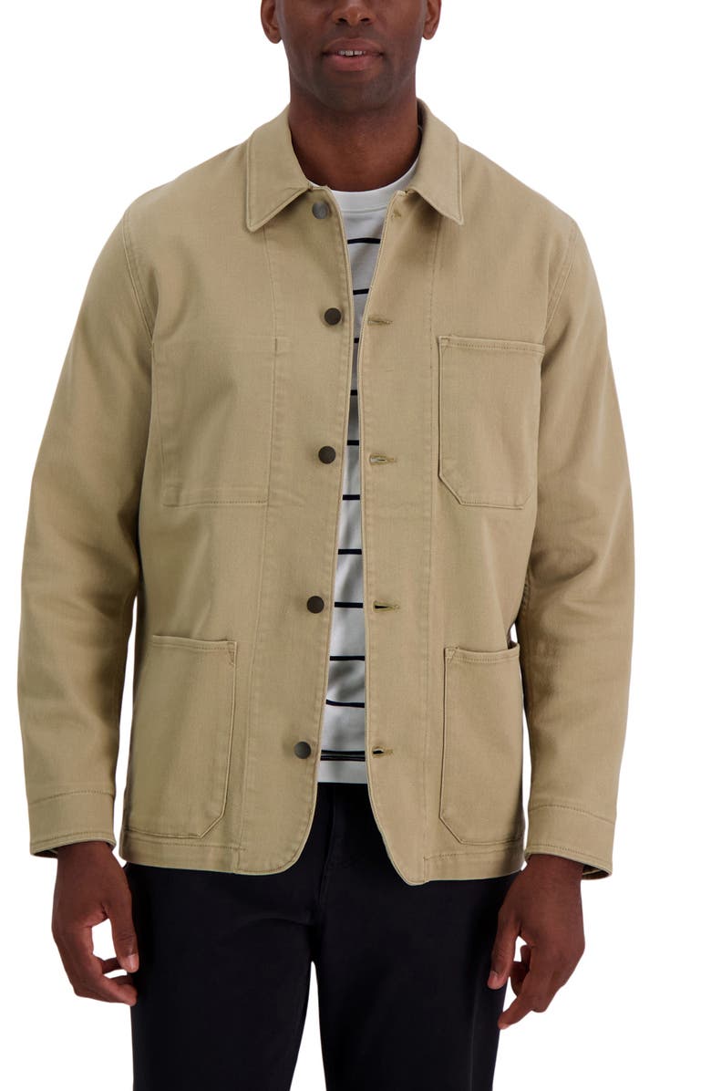 HAGGAR Heavy Twill Shirt Jacket, Alternate, color, Khaki