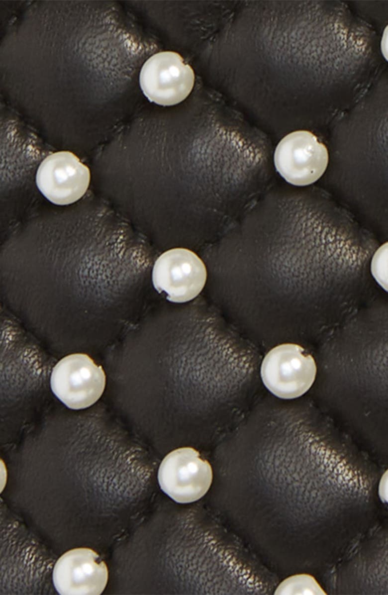 Agnelle Imitation Pearl Quilted Lambskin Leather Gloves, Alternate, color, 