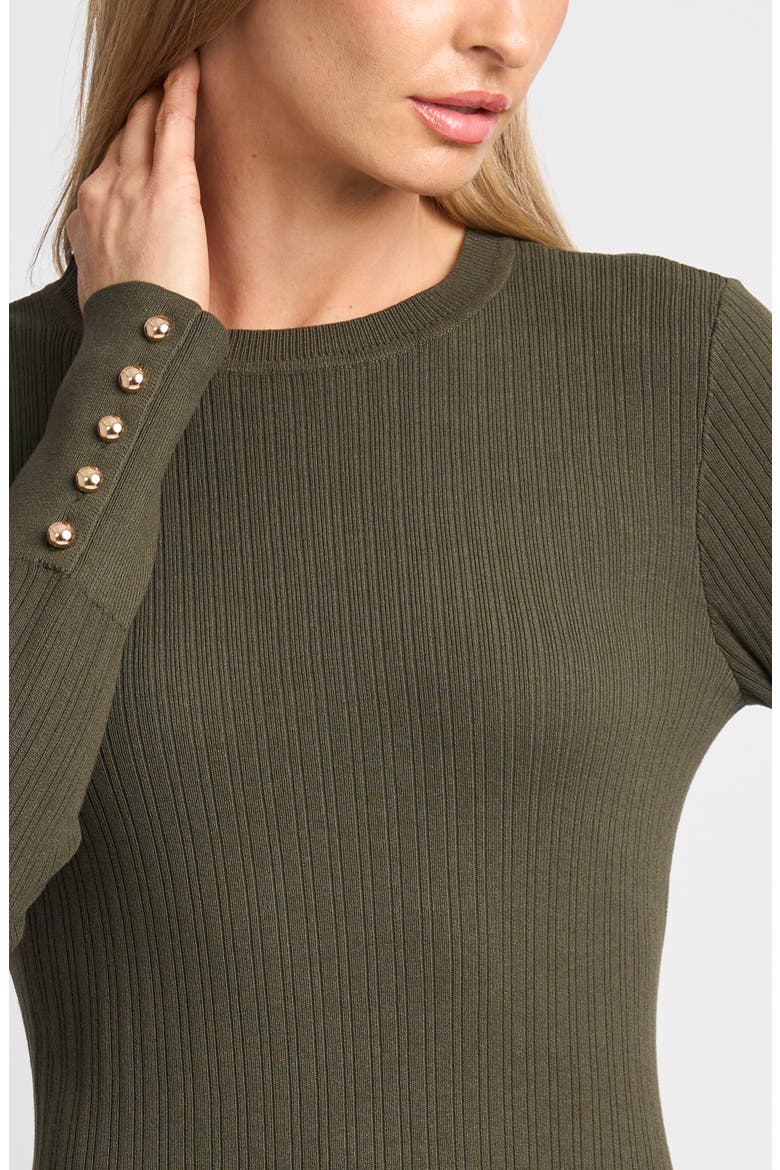 Karla Button Cuff Minidress, Alternate, color, MIDNIGHT OLIVE