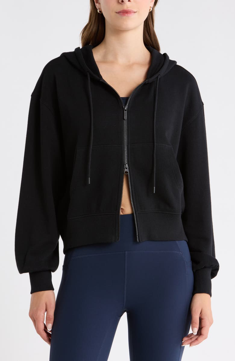 Zella Go Easy Terry Zip Hoodie, Alternate, color, Black