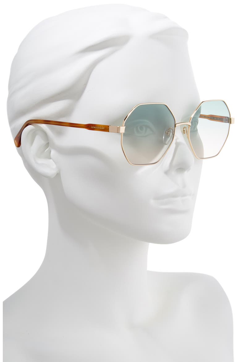 Le Pliage 57mm Gradient Octagonal Sunglasses, Alternate, color, DEEP GOLD