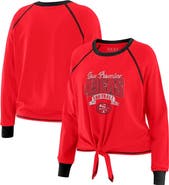 WEAR by Erin Andrews Women's WEAR by Erin Andrews Scarlet/Black San Francisco 49ers Plus Size Tie-Front Long Sleeve Top
