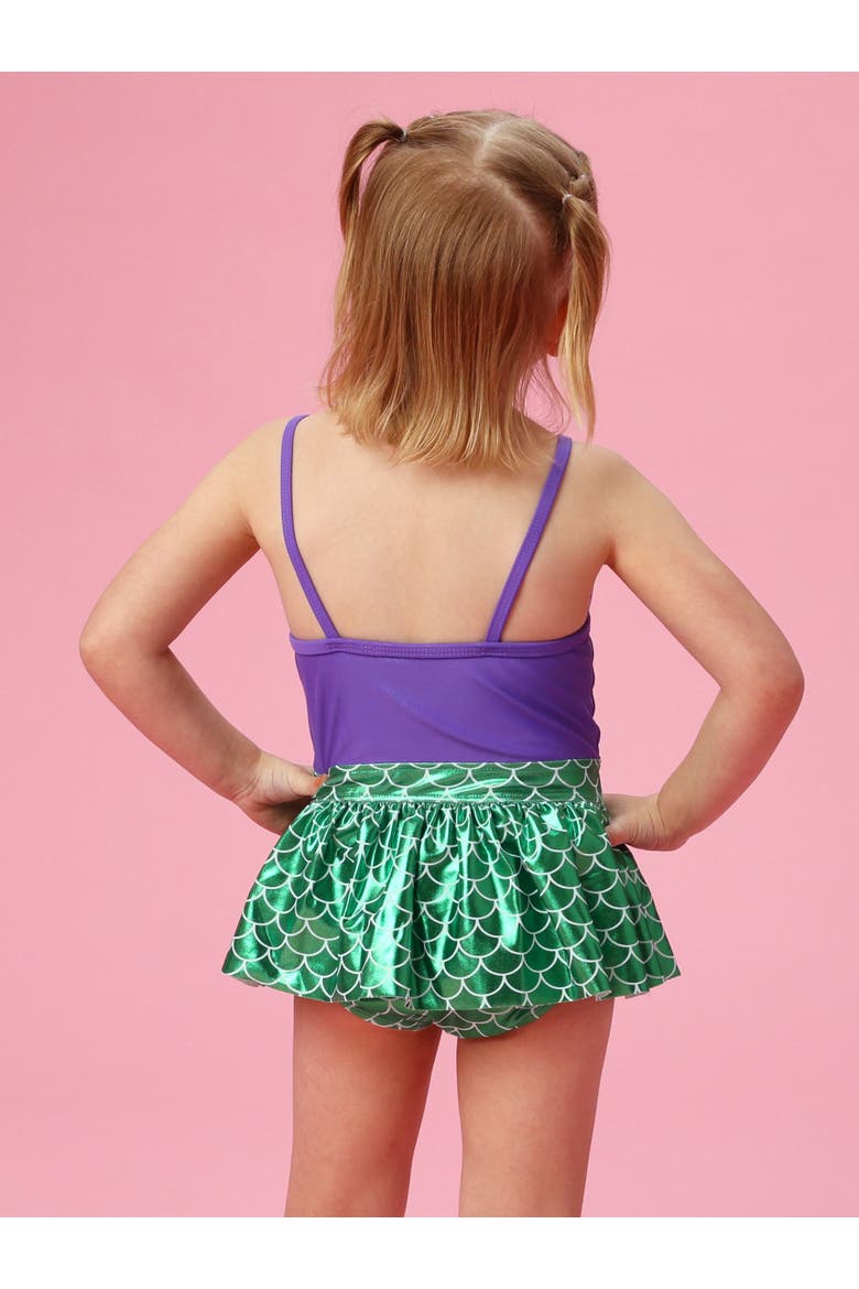UPF50 Big Bow Skirted One Piece, Alternate, color, Shiny Mermaid Princess
