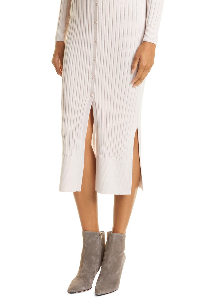 Ribbed Long Sleeve Wool Sweater Dress, Alternate, color, OFF WHITE