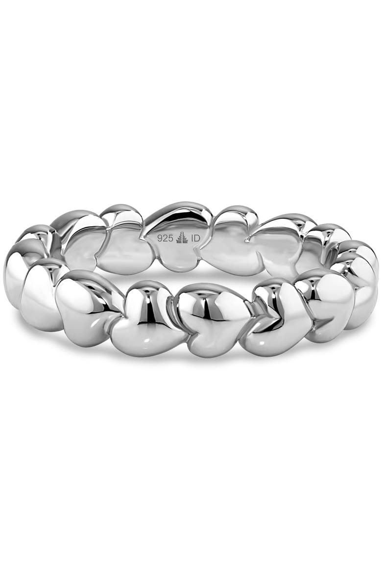 Sweet Heart Eternity Band Ring in Rhodium Plated Sterling Silver, Main, color, Silver