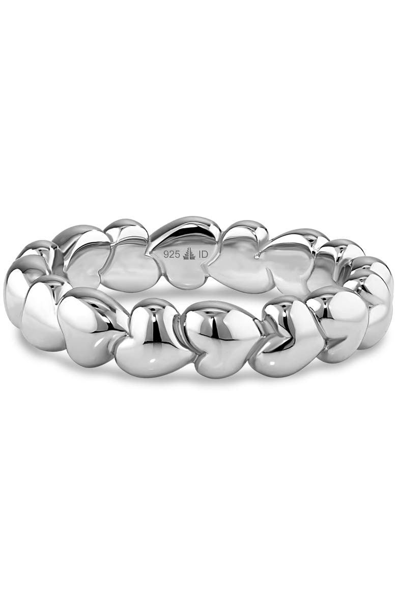 DEVATA Sweet Heart Eternity Band Ring in Rhodium Plated Sterling Silver, Main, color, Silver