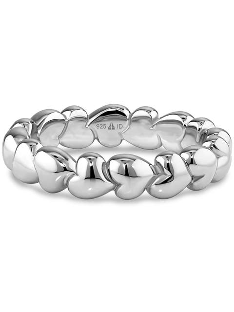 Sweet Heart Eternity Band Ring in Rhodium Plated Sterling Silver
