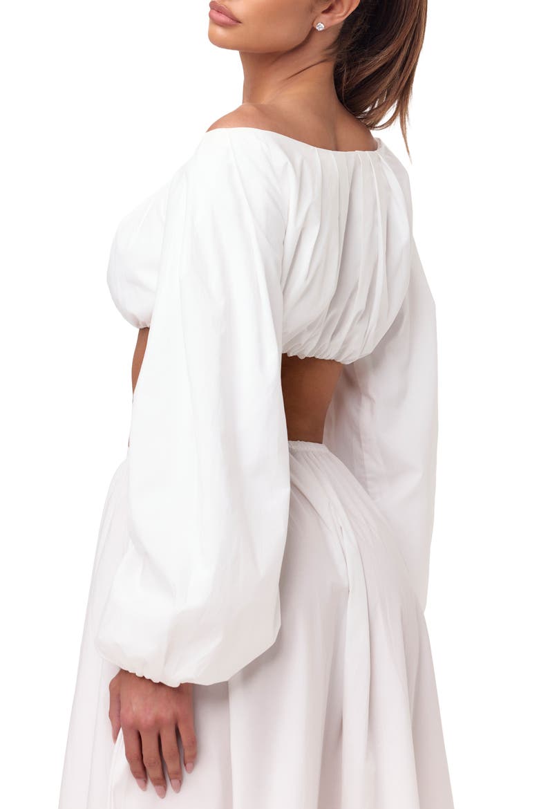 Shirting Off the Shoulder Crop Top, Alternate, color, WHITE