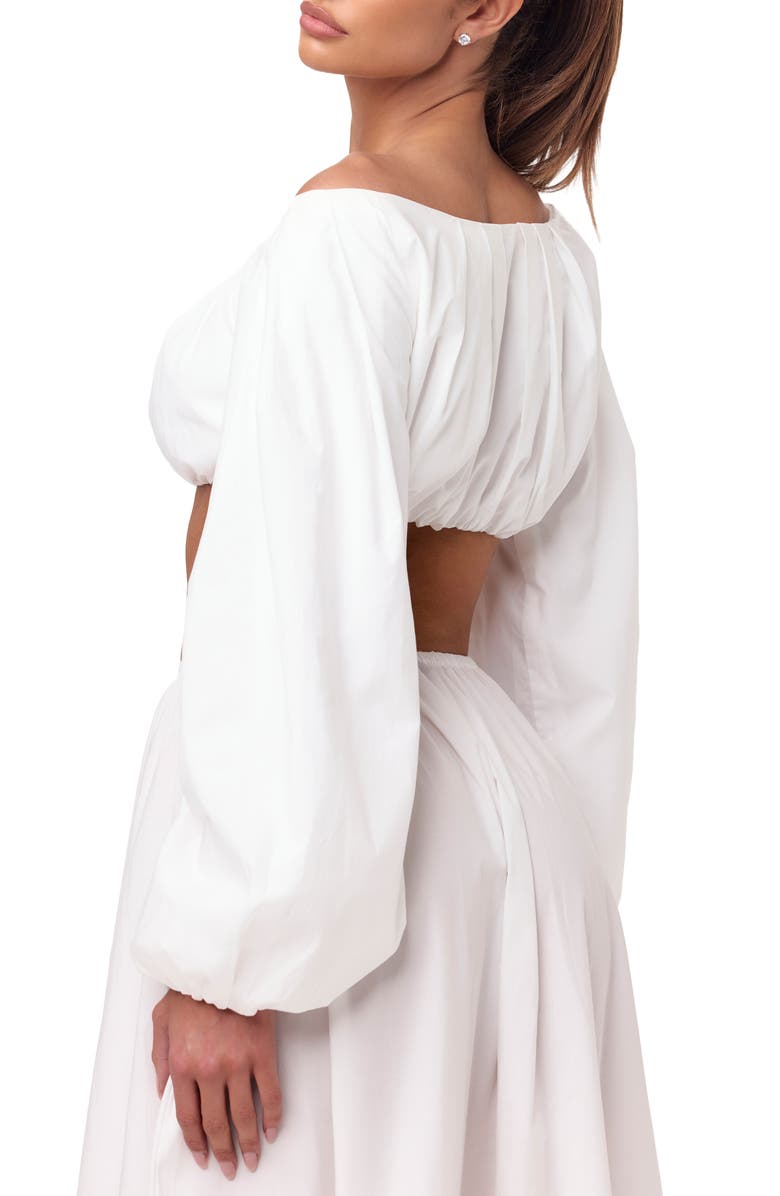 Naked Wardrobe Shirting Off the Shoulder Crop Top, Alternate, color, 