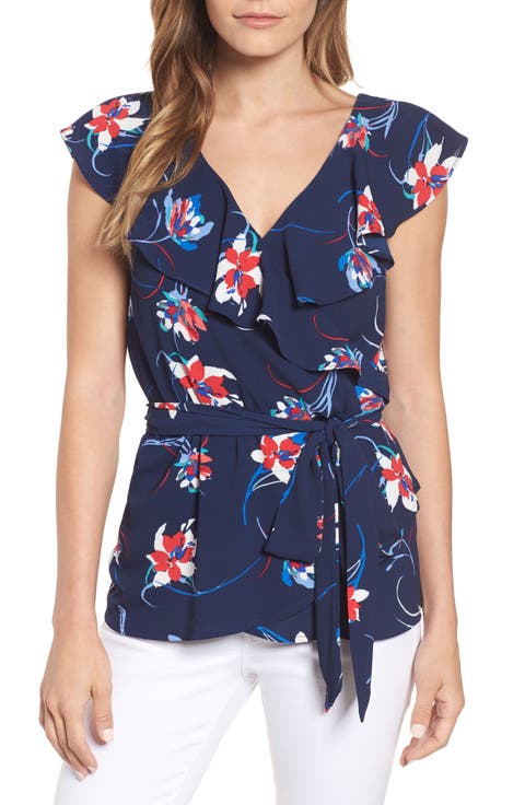 Ruffled Tie Waist Top (Regular & Petite)