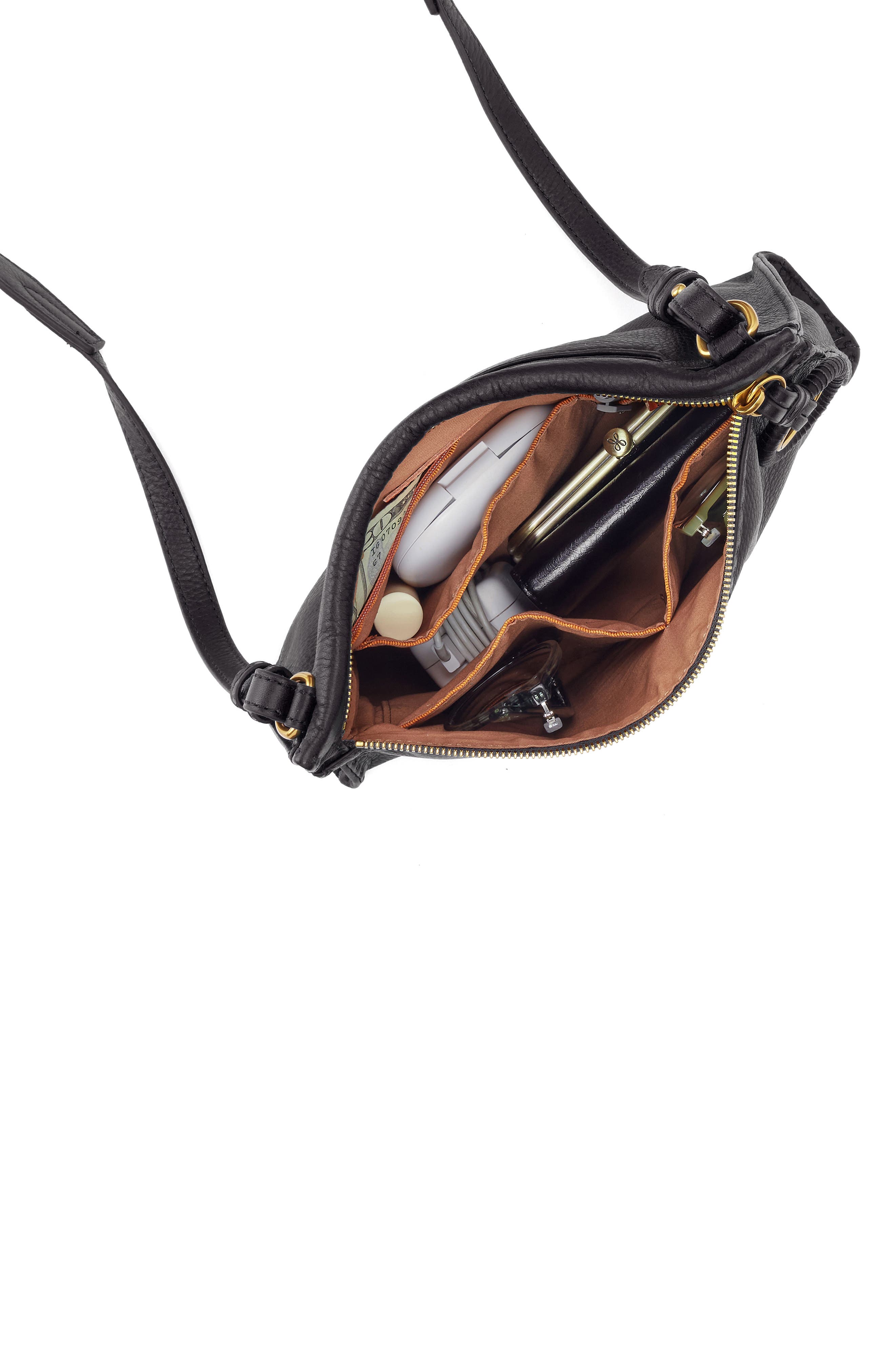 HOBO Medium Austin Leather Crossbody Bag, Alternate, color, Black