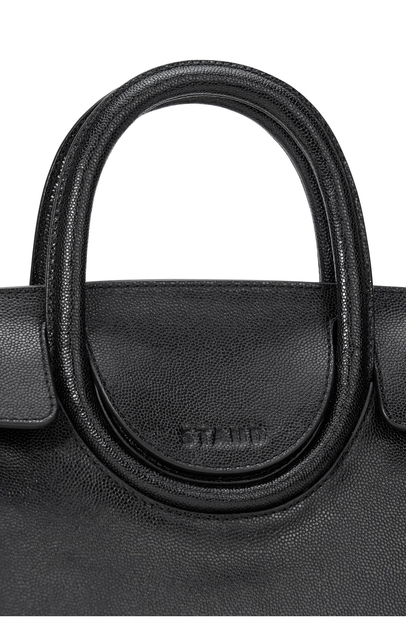 STAUD Mini Maude Leather Carryall Bag, Alternate, color, Black