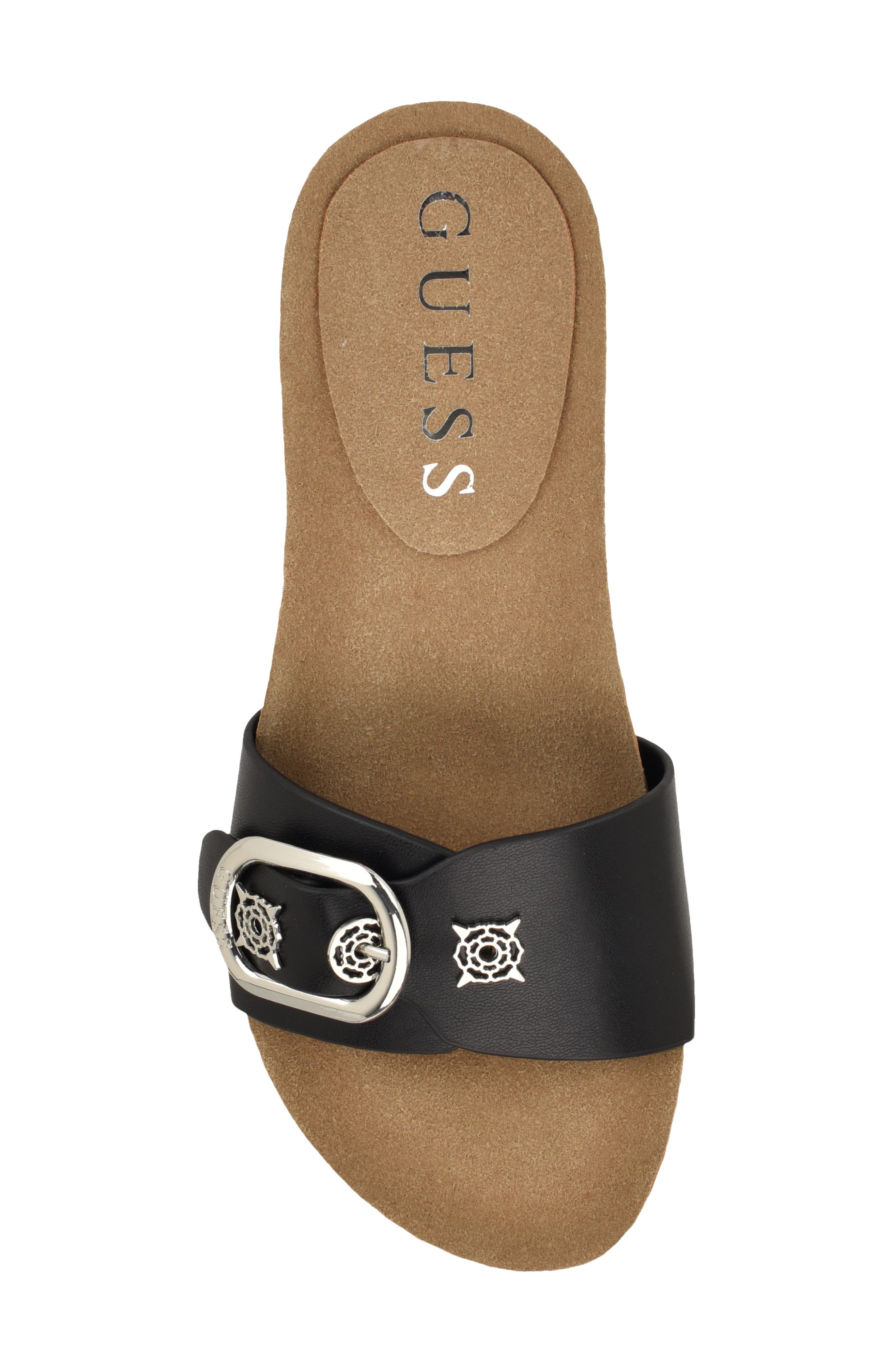 GUESS Dexta Buckle Strap Sandal, Alternate, color, Black