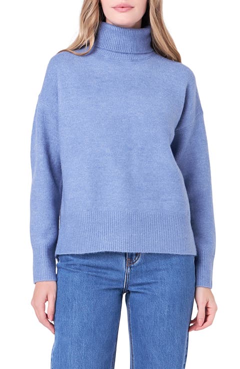 Notch Hem Turtleneck Sweater