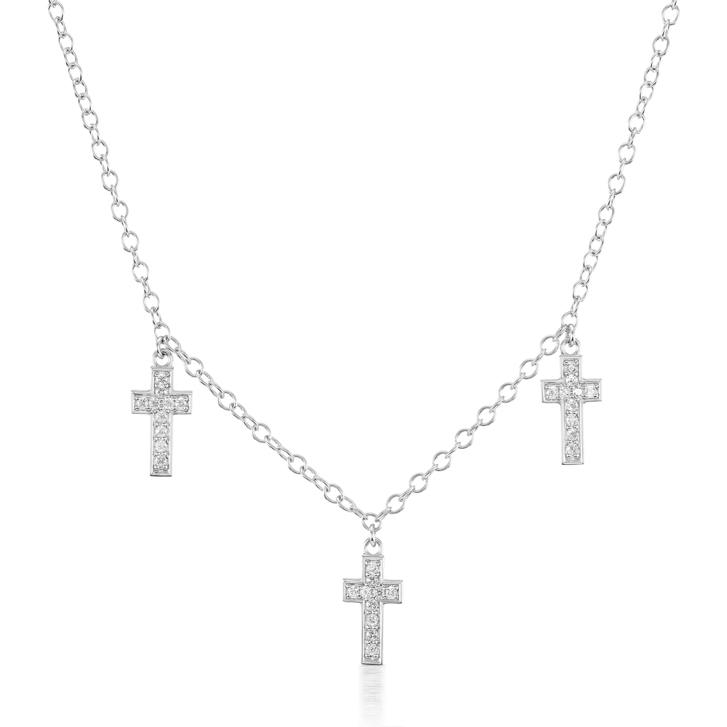 Sheryl Lowe Diamond Cross Dangle Necklace In Silver