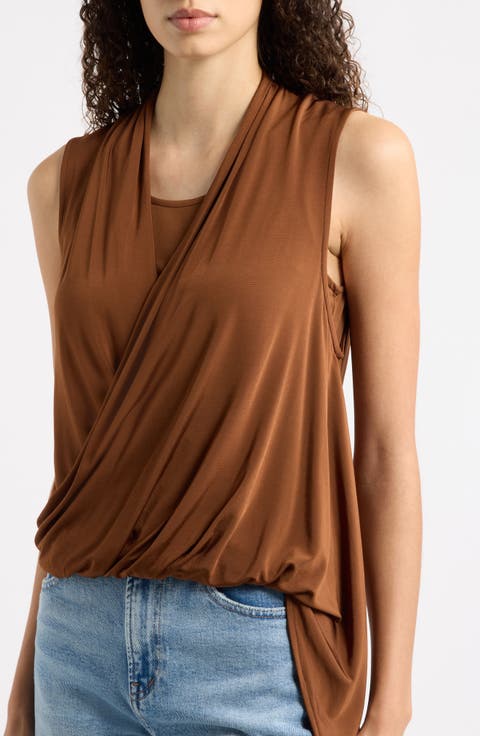 Adaline Asymmetrical Faux Wrap Tank