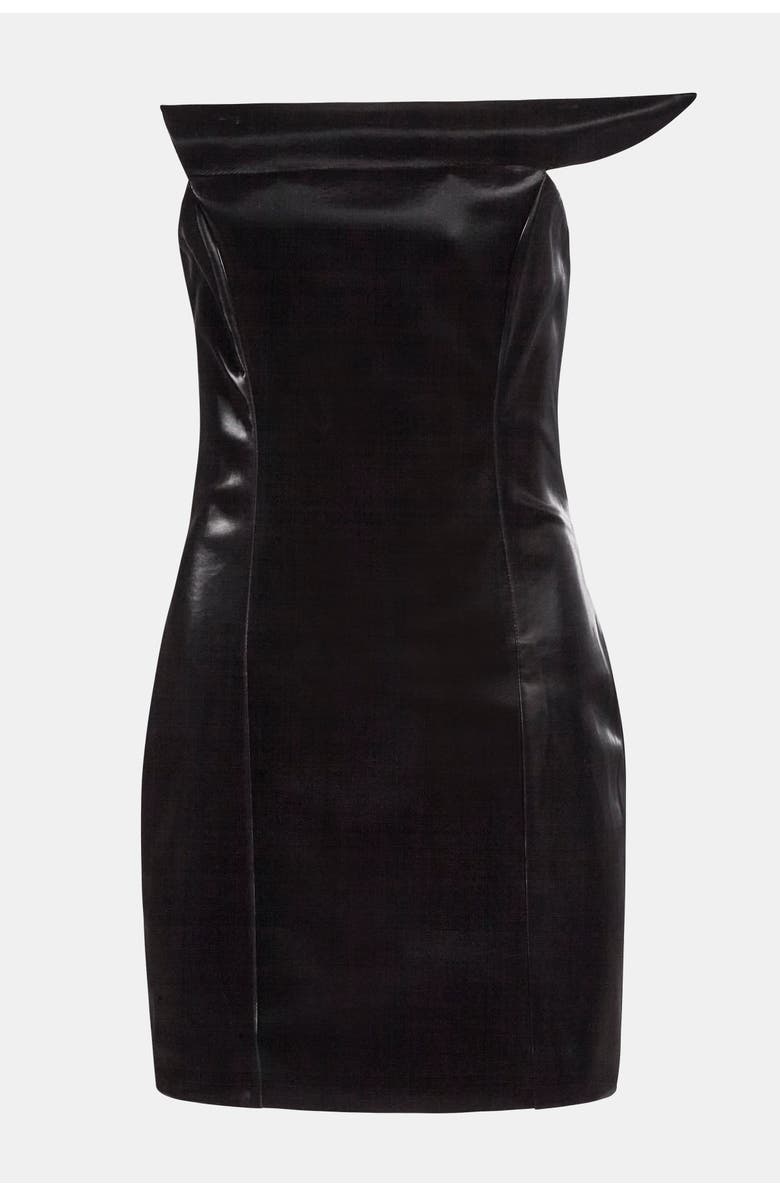 KATE BARTON Molded Vinyl Mini Dress, Alternate, color, Black