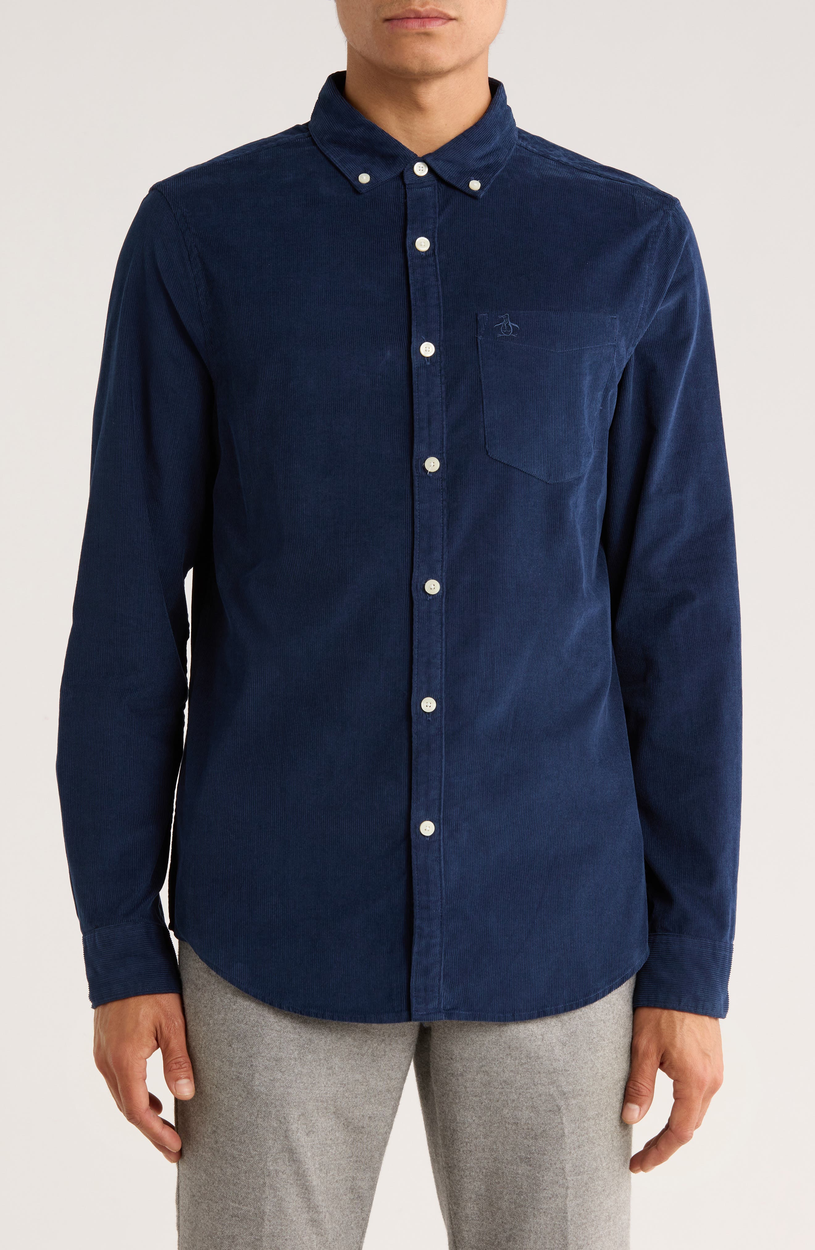 Solid Corduroy Button Down Shirt - image 3