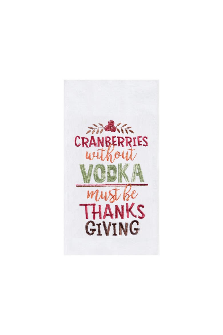 Cranberries Without Vodka Flour Sack Kitchen Dishtowel, Main, color, White