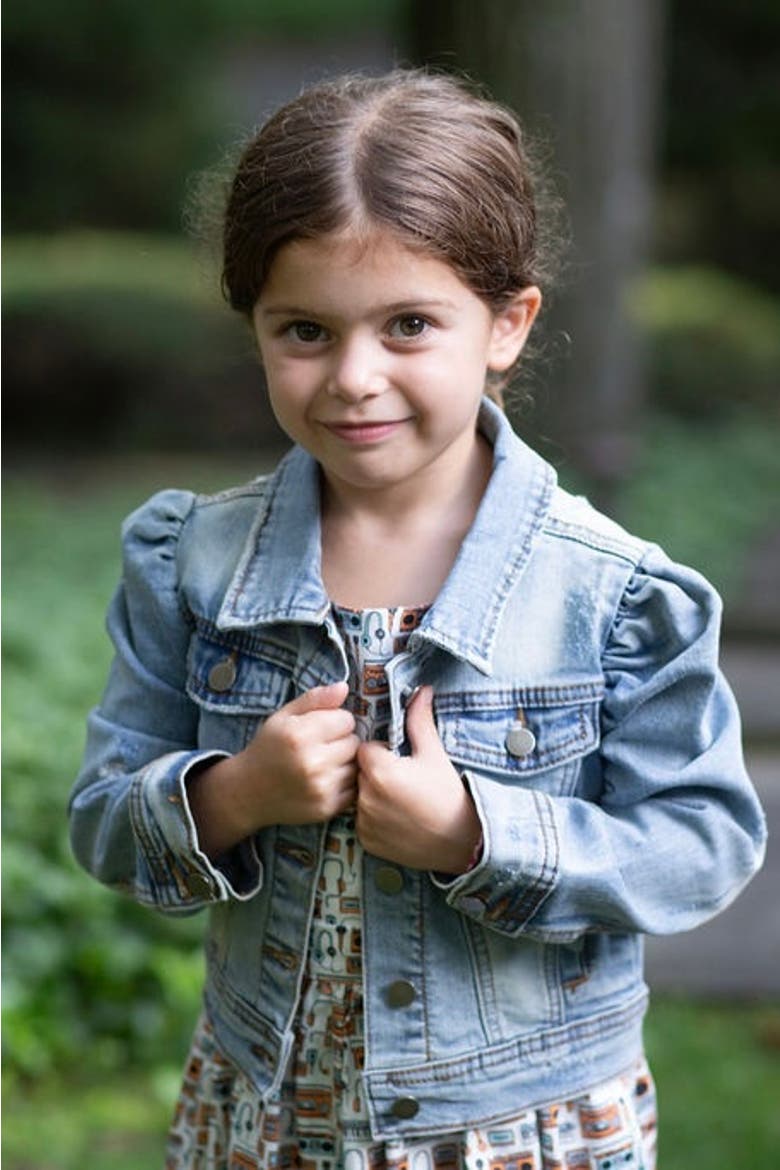 Kids Puff Sleeve Denim Jacket, Alternate, color, Blue