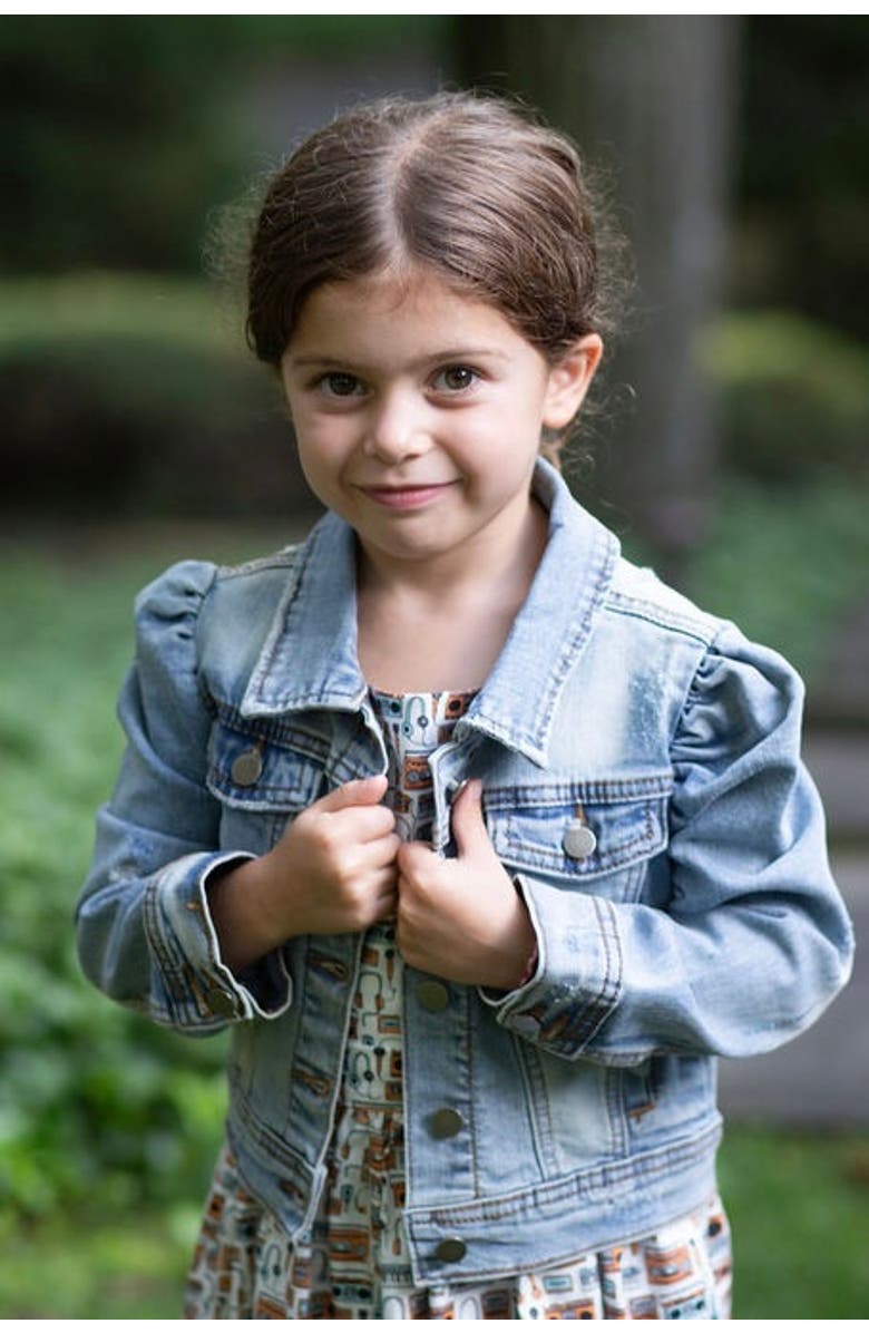 WORTHY THREADS Kids Puff Sleeve Denim Jacket, Alternate, color, Blue