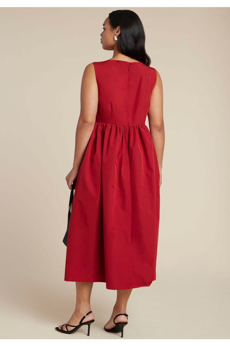Boat Neck Flare Midi Dress, Alternate, color, RED DAHLIA