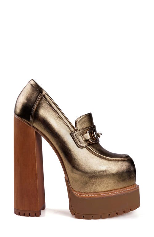 Zigi Thai Platform Bit Loafer Pump In Metallic Gold