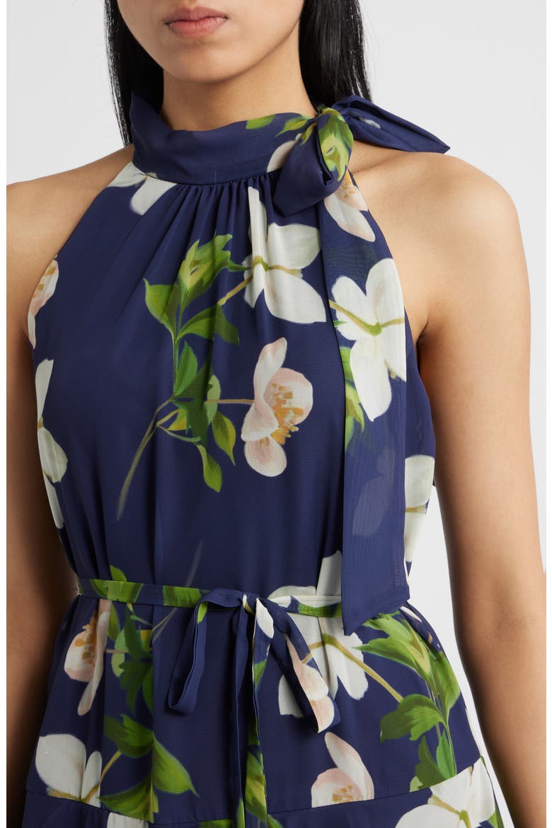 Floral Tiered Gown, Alternate, color, NAVY MULTI