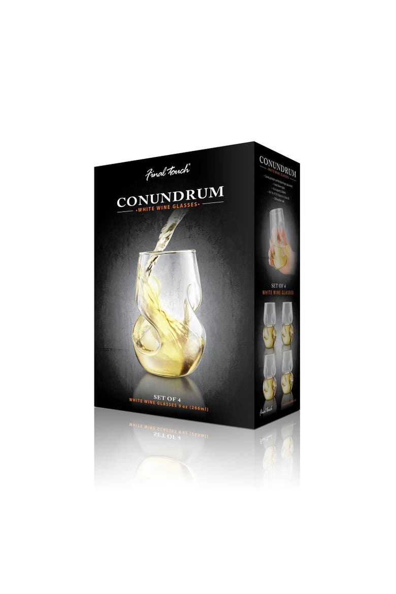 Conundrum White Wine Glasses, Set of 4, Alternate, color, Clear