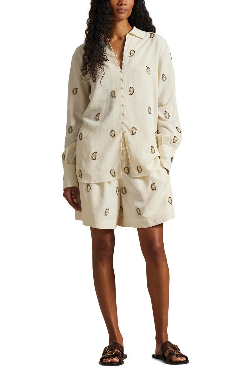 Polo Ralph Lauren Beaded Woven Shirt, Alternate, color, Trophy Cream