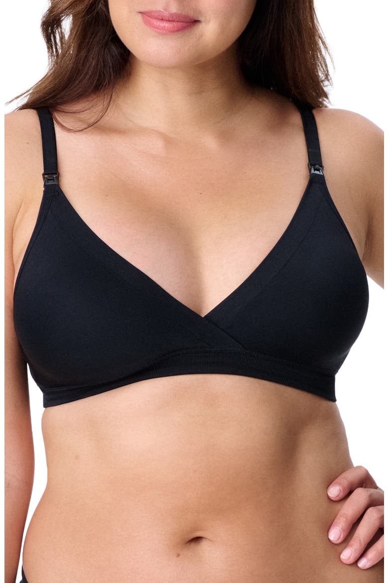 Motherhood Women's Maternity Wireless Seamless Wrap Nursing Bra, Main, color, Core Black