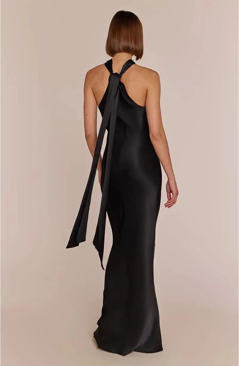 Rewritten Roma Halterneck Dress, Alternate, color, Black