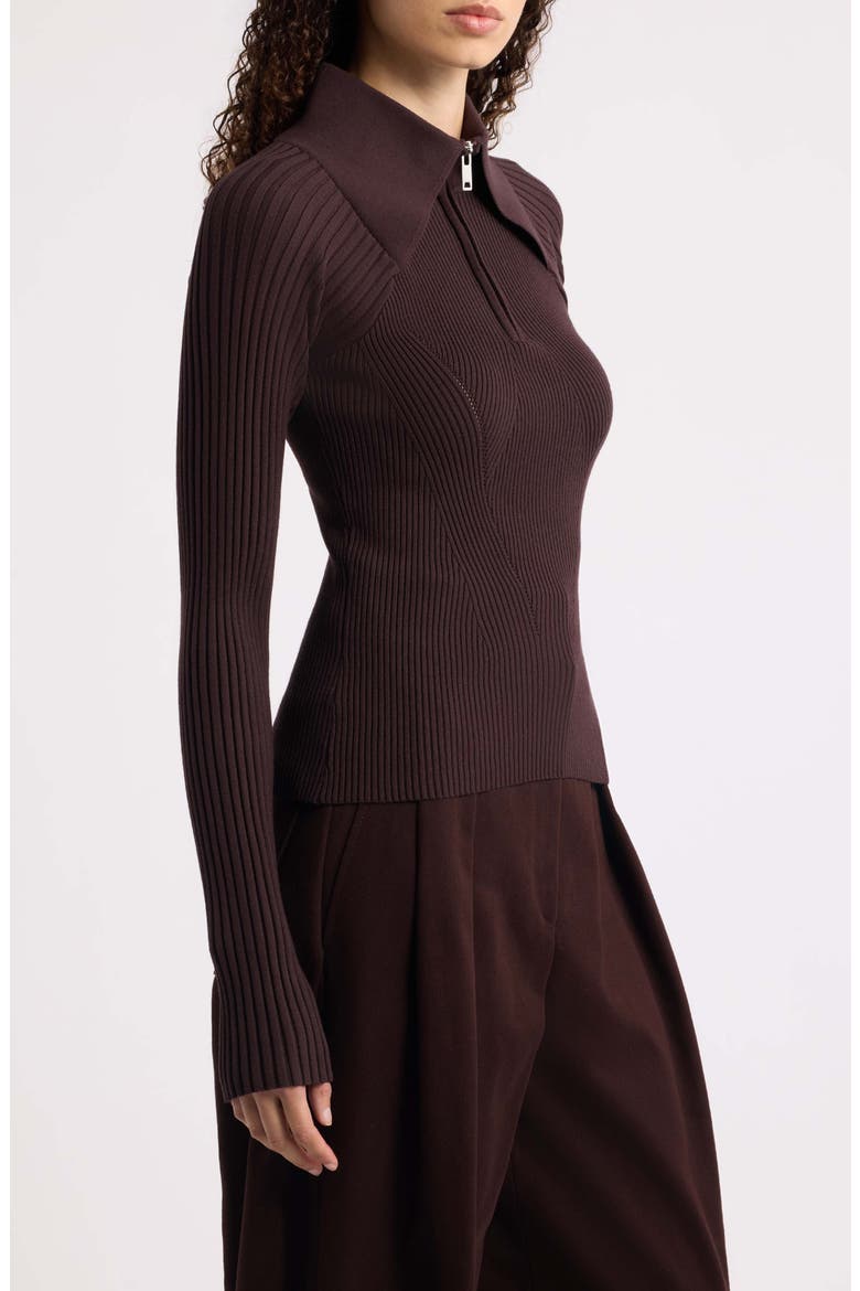 Seliot Rib Polo Sweater, Alternate, color, OPEN BROWN
