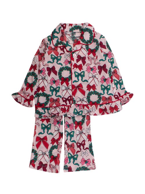 Rufflebutts Holiday Ruffle Flare Pajama Set In Burgundy