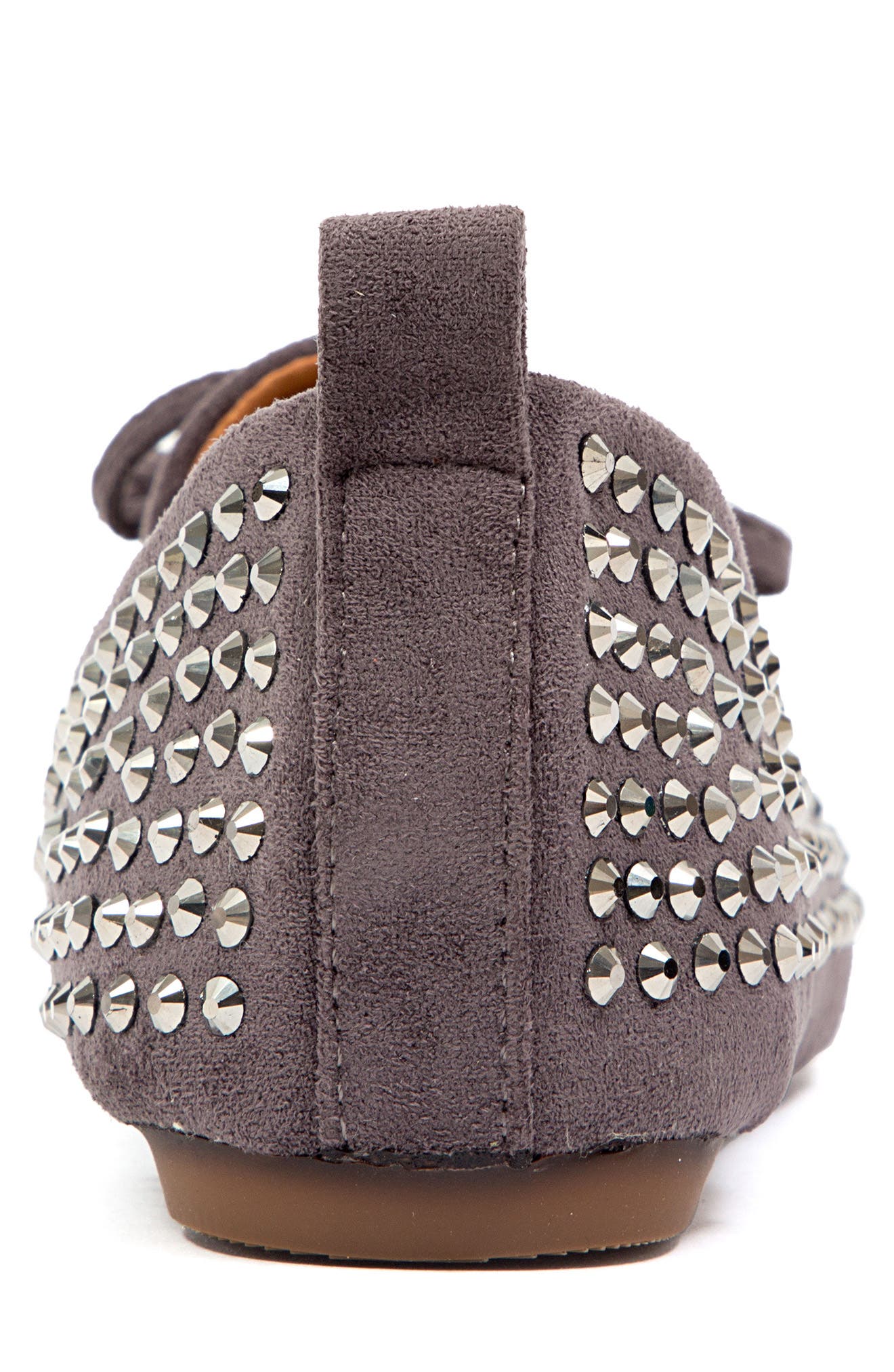 CHIC BY LADY COUTURE Sherry Embellished Bow Flat, Alternate, color, Pewter