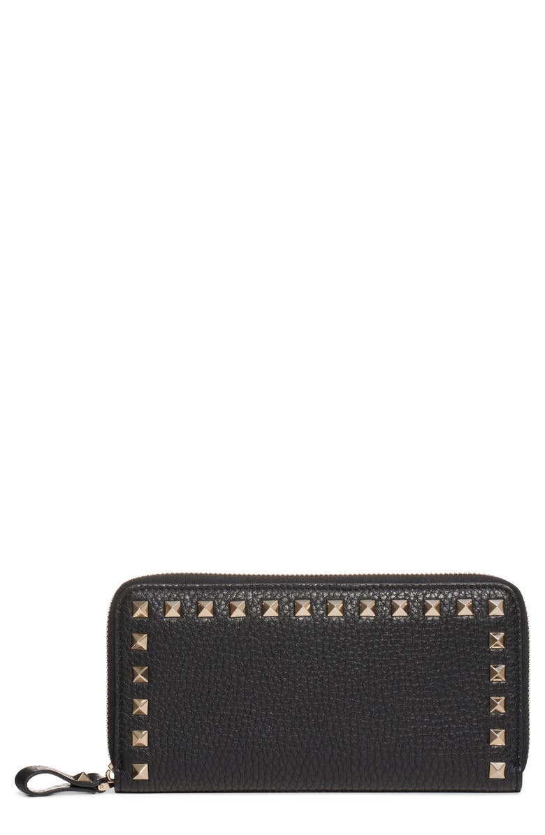Valentino Garavani Rockstud Continental Leather Wallet, Main, color, 