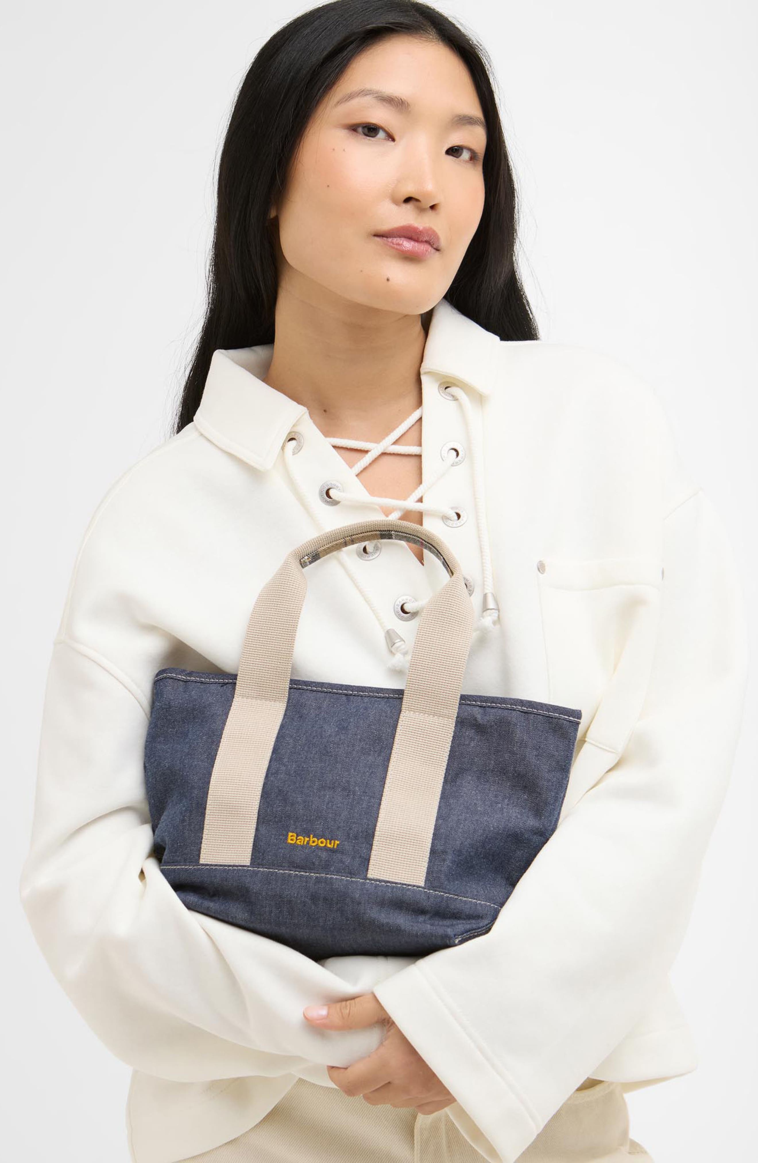 Barbour Mini Mya Denim Tote, Alternate, color, Indigo