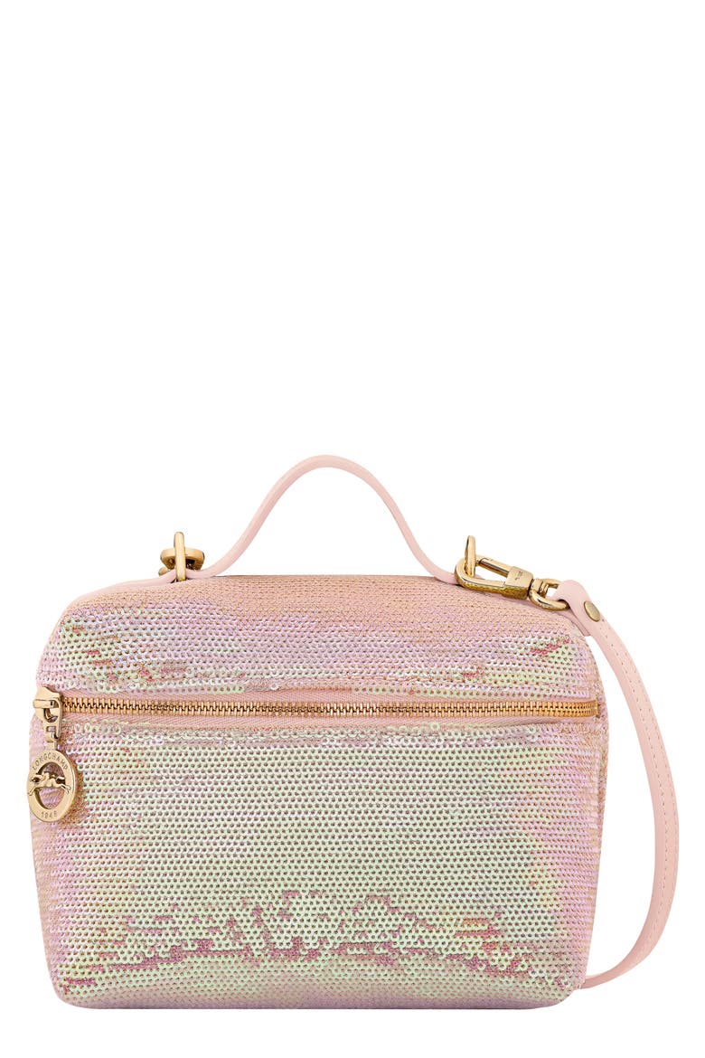 Le Pliage Sequin Vanity Crossbody Bag, Main, color, NUDE