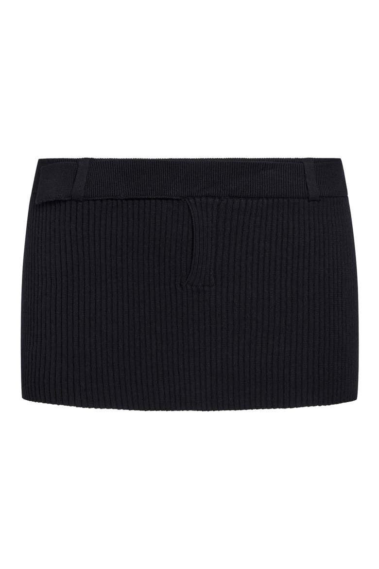 North Night Low Rise Rib Cotton Miniskirt, Alternate, color, ONYX KNIT
