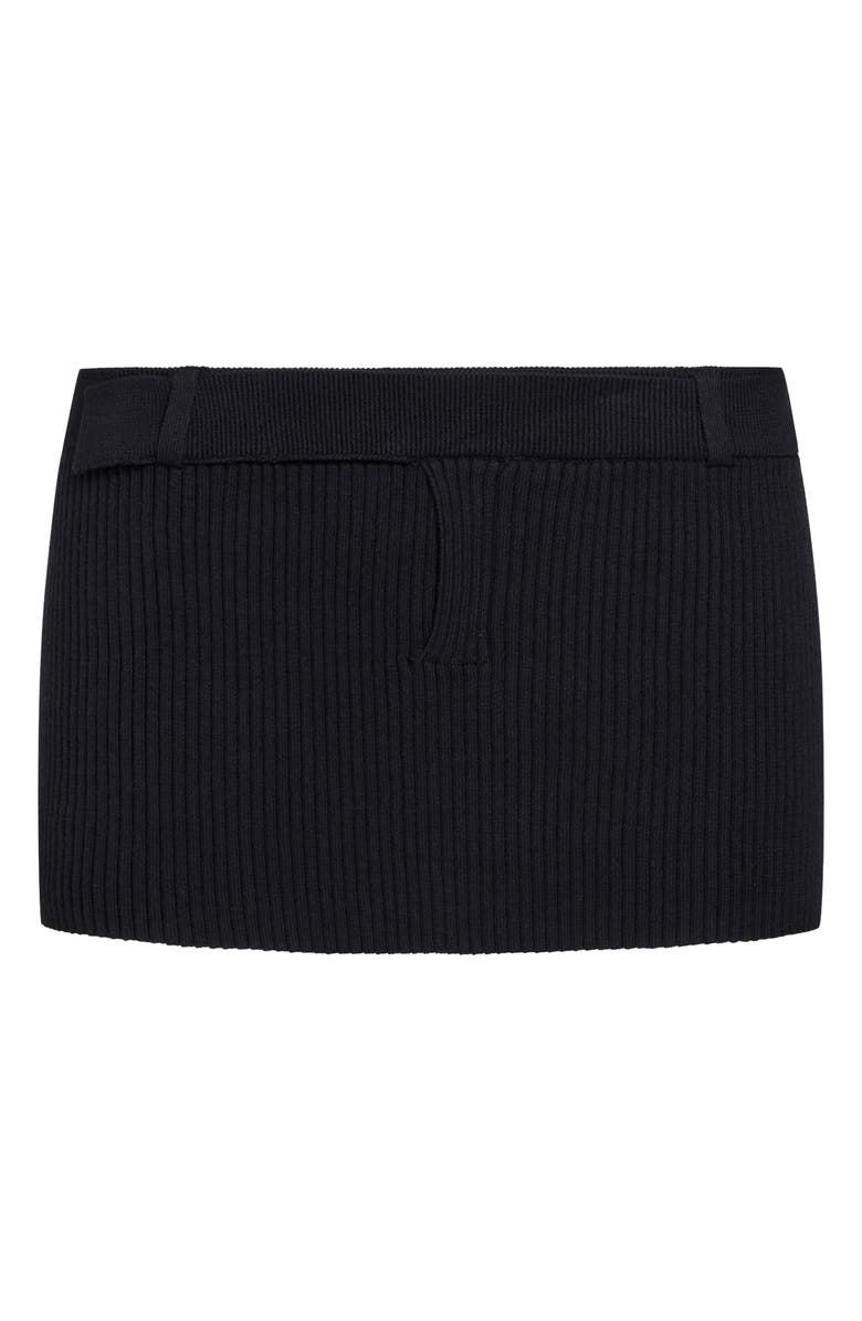 LIONESS North Night Low Rise Rib Cotton Miniskirt, Alternate, color, Onyx Knit