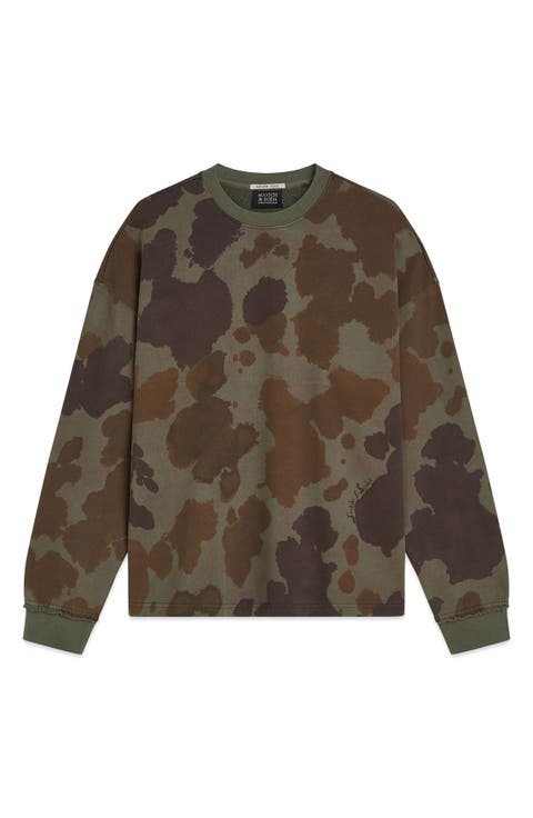Printed Overdyed Loose Fit Sweatshirt